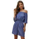 Womens Casual Jumpsuit Off Shoulder Design Solid Color Comfortable Fit Spring and Summer Wear