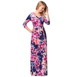 Floral Print Maxi Dress for Women V Neck Mid Sleeve Summer Casual Wear customizable