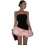 Fashionable Womens Color Block Strapless Backless A Line Dress Slim Fit Autumn Winter Style Whol