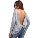 Womens Autumn Long Sleeve T Shirt Sexy Backless Design Casual Loose Fit Soft Fabric Perfect for