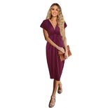Summer Womens A Line Dress V Neck Short Sleeve Mid Length Casual Wear factory direct