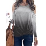 Rainbow Gradient Print Long Sleeve T Shirt for Women Casual Fit Comfortable Fabric Fall Winter Collection