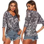 Irregular Batwing Sleeve Cross Shoulder T Shirt Short Sleeve Casual Style Lightweight Fabric Who