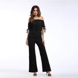 Off Shoulder Chiffon Jumpsuit Waist Tie Long Pants Stylish Sleeves Perfect for Parties and Event
