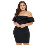 Plus Size Off Shoulder Ruffle Sleeve Dress High Waist Summer Style Available in Multiple Sizes Wholesale Pricing
