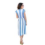 Sleeveless V Neck Blue and White Striped Maxi Dress for Women Loose Fit High Waist Summer Casual Wear Wholesale