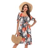 Floral Print Bodycon Dress V Neck Milk Silk Fabric Elegant Design Perfect for Spring Summer Even