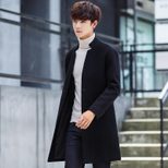 Mens Wool Overcoat Slim Fit Mid Length Stand Collar Casual Jacket Autumn Winter Collection
