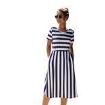 Striped Short Sleeve Dress Elegant Design Summer Style Perfect for Work Wholesale Available bulk