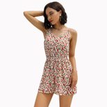 Womens Floral Print Button Down Jumpsuit Casual Sleeveless Design Comfortable Fabric Perfect for