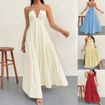 Elegant Summer Maxi Dress Sexy Spaghetti Straps Beachwear Lightweight Fabric Perfect for Vacatio