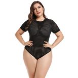 Plus Size Womens Sheer Beach Jumpsuit Round Neck Short Sleeve Fashionable Design Perfect for Sum