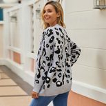 Womens Leopard Print Knit Cardigan Long Sleeve Loose Fit Casual Style Perfect for Autumn and Winter Wholesale