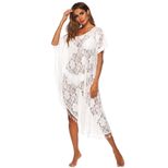 Lace Tassel Off Shoulder Dress Solid Color Asymmetrical Hem One Shoulder Design Beachwear for Su