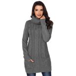 Long Sleeve Turtleneck Sweater Solid Color Ribbed Knit Mid Length Autumn Winter Womens Fashion W