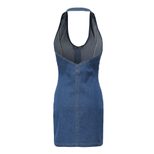 Slim Fit Denim Bodycon Dress Sexy Halter Neck Comfortable Fabric Stylish Design Perfect for Part