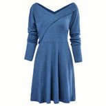 Long Sleeve V Neck Dress for Women Casual Fit Comfortable Fabric Autumn Winter Collection