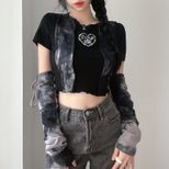 Off Shoulder Black Long Sleeve T Shirt for Women Sheer Mesh Cropped Fit Casual Wear