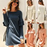 Knitted Sweater Dress Original Design Long Sleeve Round Neck Cozy Fabric Autumn Winter Fashion W