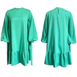 Loose Fit Solid Color Puff Sleeve Dress Plus Size Casual Style Autumn Wear Wholesale Available