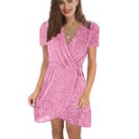 V Neck Irregular Sequin Evening Dress for Women Short Sleeve Party Wear Available in Multiple Sizes Wholesale