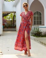 Summer Floral Maxi Dress for Women Casual Sexy Comfortable Perfect for Vacation Ready to Ship