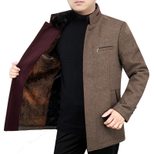 Mens Mid Length Fleece Lined Coat Removable Fur Collar Warm Insulation Stylish Design Ideal for