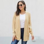 Womens Mid Length Knit Cardigan Loose Fit V Neck Warm Fabric Autumn Winter Layering Wholesale Available