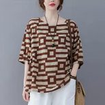 Cotton Linen Womens Casual Short Sleeve T Shirt Loose Fit Summer Style Flattering for Plus Sizes