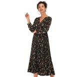 Floral Chiffon Maxi Dress Long Sleeve Casual Style Elegant Design Perfect for Spring Occasions W