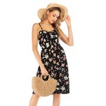 Chiffon Floral Print Maxi Dress High Waist Sleeveless Lightweight Spring Summer Casual Wear Whol