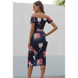 Floral Evening Dress Off Shoulder Mid Length Split Hem Birthday Party Cocktail Event Wholesale A