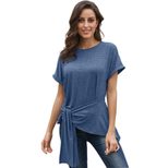 Womens Fitted Knot T Shirt Short Sleeve Round Neck Summer Style Casual Wear Wholesale Available