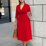 Double Breasted Blazer Dress Elegant Solid Color Mid Length Stylish Design Perfect for Business