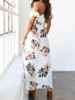 Floral Print Maxi Dress for Women Strapless Design Lightweight Fabric Summer Beachwear