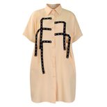 Womens Short Sleeve Fashionable Loose Fit Shirt Dress Stylish Collar Mid Length Versatile for Ca