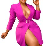 Bodycon Business Suit Dress Tailored Fit Notched Lapel Long Sleeve Plus Size Spring Autumn Wear