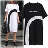 Womens T Shirt Dress Summer Style Plus Size Ruffle Trim Letter Print Casual Wear Wholesale Avail