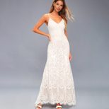 White Lace Wedding Dress Sleeveless A Line Silhouette Elegant Bridal Gown Available in Multiple Sizes