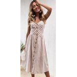 Casual Womens Summer Dress Colorful Striped Backless Design Adjustable Spaghetti Straps