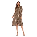 Chiffon Leopard Print Dress Long Sleeve Button Down Collar Fashionable Design Autumn Winter Coll