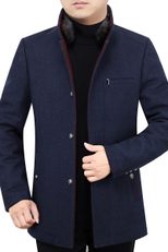 Mens Mid Length Fleece Lined Coat Removable Fur Collar Warm Insulation Stylish Design Ideal for