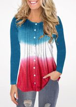 Womens Long Sleeve Gradient T Shirt Comfortable Fabric Casual Autumn Winter Wear Available in Multiple Sizes