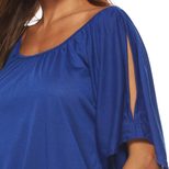 Womens Batwing Sleeve T Shirt Solid Color Round Neck Asymmetrical Hem Casual Wear Summer Style O