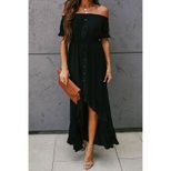 Off Shoulder Short Sleeve Maxi Dress Irregular Hem Summer Style Elegant Design Wholesale Availab
