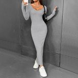 Womens Bodycon Dress Solid Color Long Length Sexy Style Autumn Winter Collection Wholesale Avail