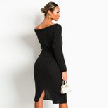 Knitted Sweater Dress for Women Solid Color Long Sleeve Tie Detail Fall Winter Casual Wear