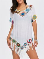 Bohemian Beach Cover Up Long Sleeve Hollow Out Loose Fit Crochet Design Perfect for Summer Vacat