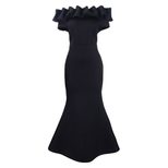 Fishtail Evening Dress Solid Color Ruffle Trim Slim Fit Elegant for Parties and Special Occasion