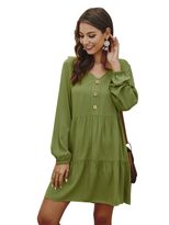 Fashionable Womens Long Sleeve Dress Original Design Solid Color Spring Summer Style Wholesale A